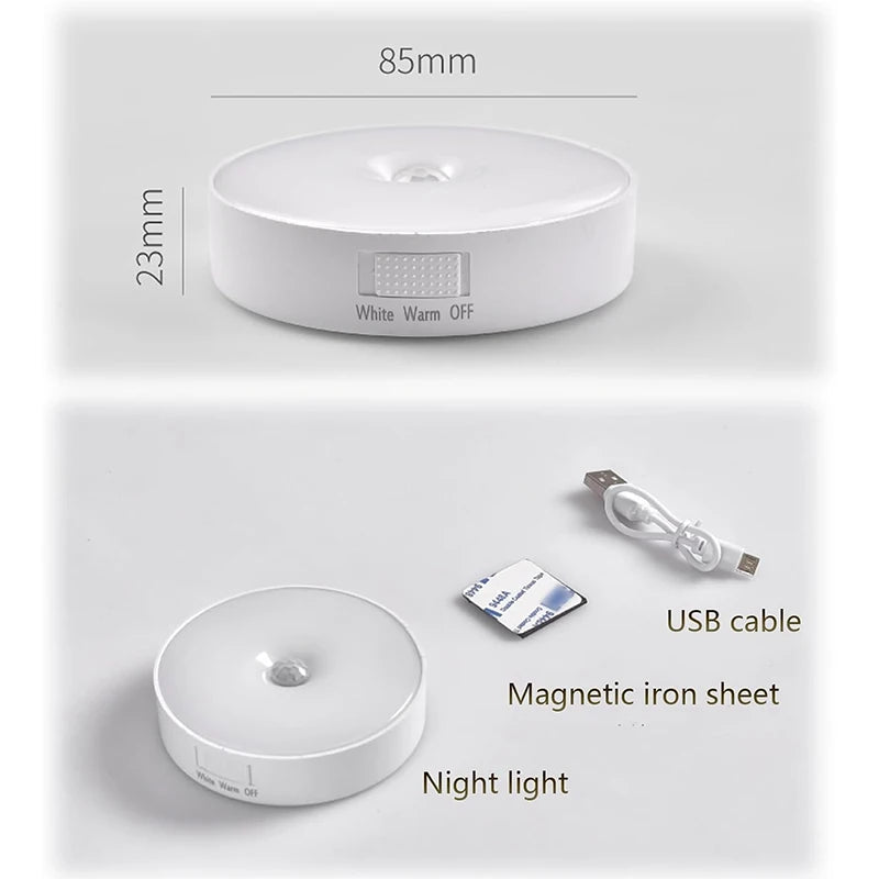 LED Night Light Motion Sensor USB Rechargeable Kitchen Bedroom