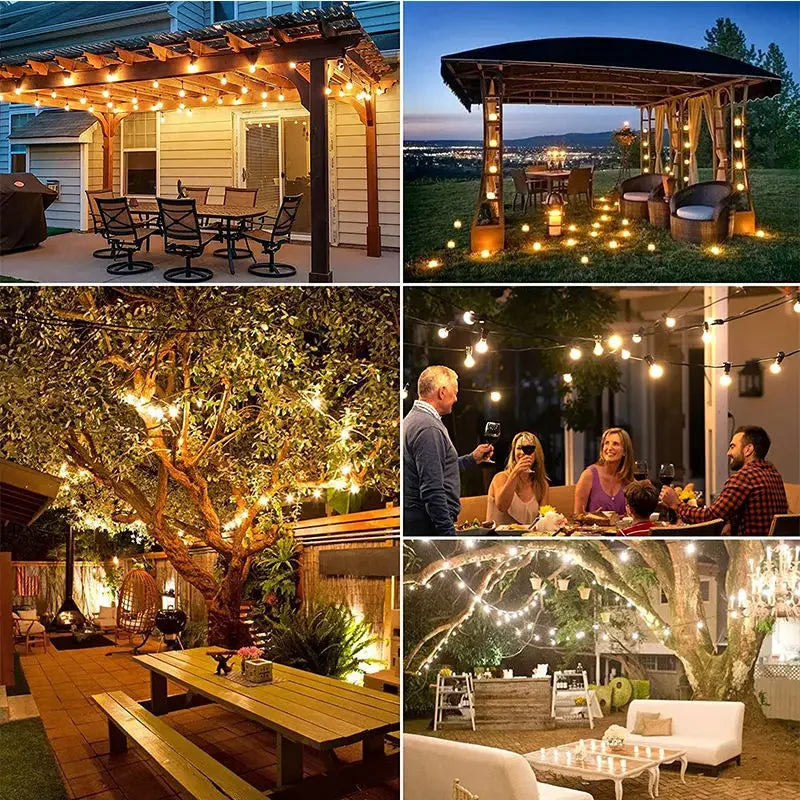 Solar LED Outdoor Lamp G40 Bulbs Fairy Lights for Camping Garden Decoration Street Garland 10/25/30/50 Bulbs Camping Lighting Zpaxo