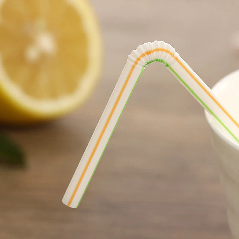 100Pcs Colorful Bendable Straw Drinking Kunststof Straw for Milk Tea Bar Party Rietjes Drinking Wedding Kitchen Beverage Straws Zpaxo