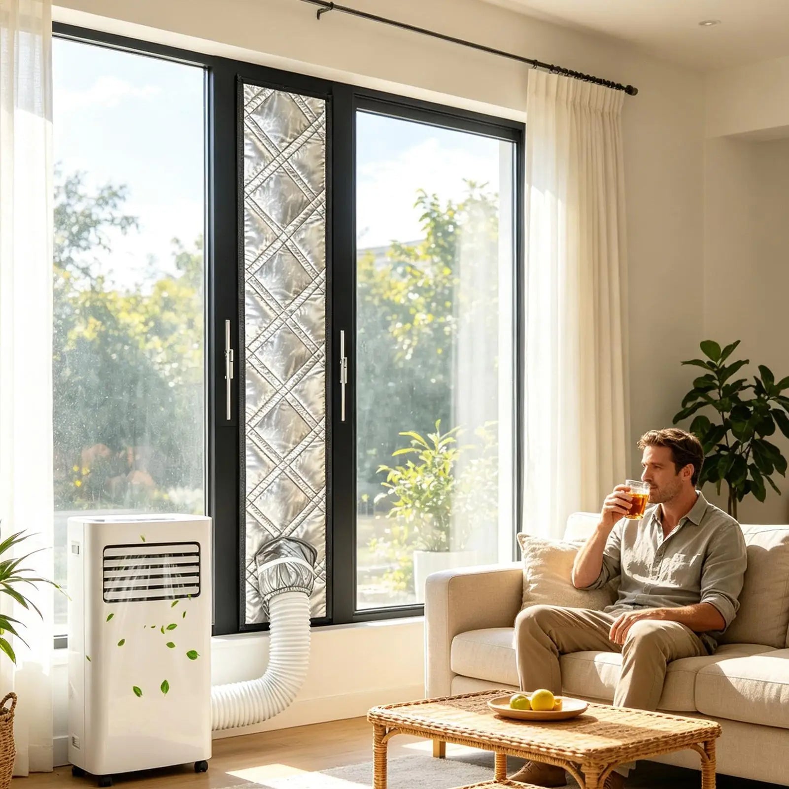 Casement Window Air Conditioner Kit 3-Layer Waterproof Thickened Cloth Dustproof Ac Unit Window Kit For Home Bedroom Living-Room Zpaxo