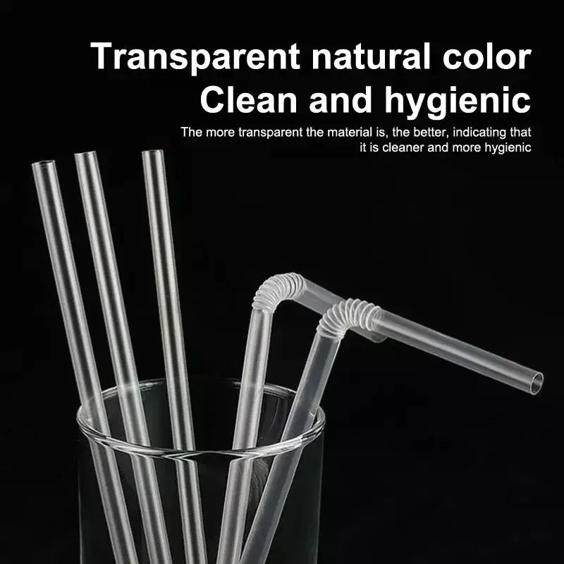 100 300 Disposable Drinking Straw Transparent Plastic Milk Smoothie Zpaxo