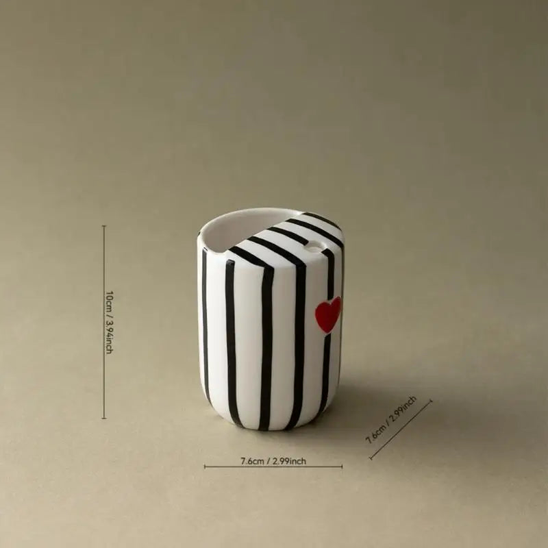 Multipurpose Striped Ceramic Mug With Sip Hole For Both Hot And Cold Beverages Zpaxo