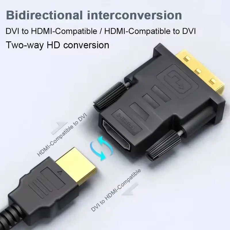 DVI To HDMI-compatible Cable Adapter HDTV Video Adapter Bi-Directional 1080P Connector Coupler For Projector Laptops PC Computer Zpaxo
