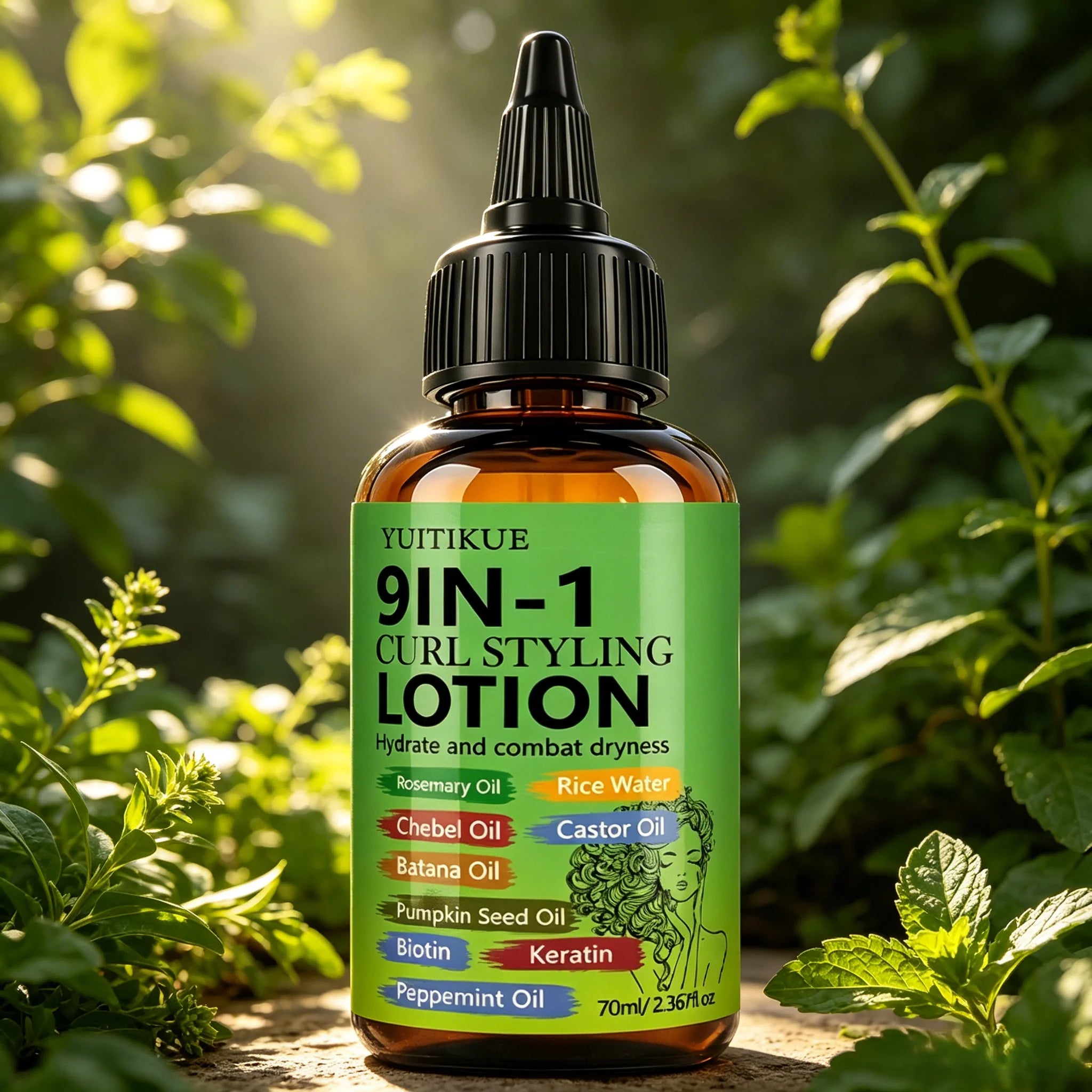 YUITIKUE 9-in-1 Curl Styling Lotion – Anti-Frizz & Curl Defining Curl Styling Lotion Zpaxo 1pc