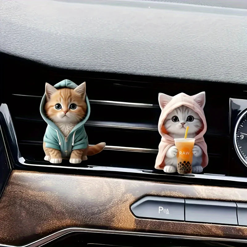 Cute cat acrylic car aromatherapy, long-lasting fragrance, vent clip, decorative and aromatherapy Zpaxo