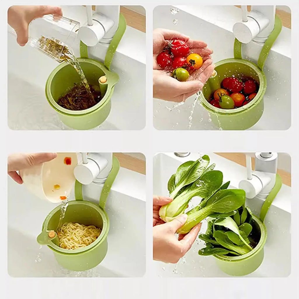 Sink Strainer Basket Press Automatic Dumping Fruit Vegetable Leftover