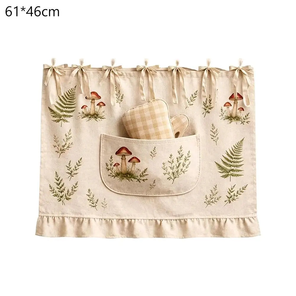 Door Kitchen Dishwasher Handmade Oven Skirt Curtain for Hidden Curtain Tie Top Heat Resistant for Stove Kitchen Decor Zpaxo A