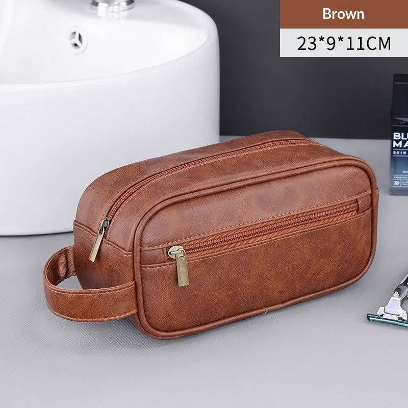 2026 Large Capacity Outdoor Men's Grooming Bag PU Portable Business Travel, Home Hand-held Makeup Storage Bag, High-end Feel Zpaxo