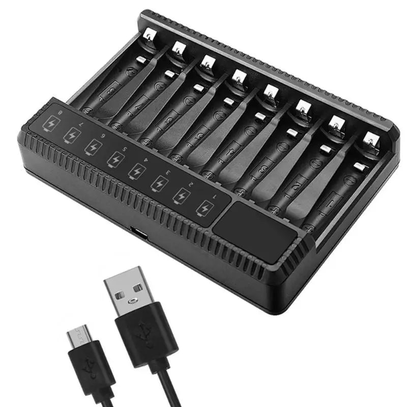 652F 8 Bay AA AAA Battery with LCD Display Independent Slot for NiMH NiCD Zpaxo