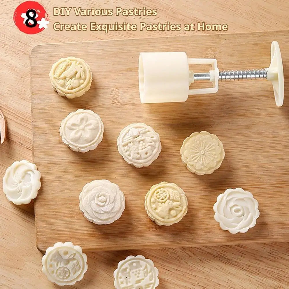 Mooncake Mold Set | Hand-Press DIY Moon Cake Stamp Moulds Mooncake Mold Set Zpaxo