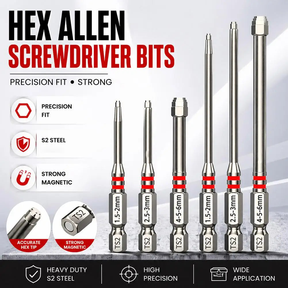 6-Piece Pagoda Step Hex Screwdriver Bits – S2 Steel Magnetic Hex Screwdriver Bit Set Zpaxo