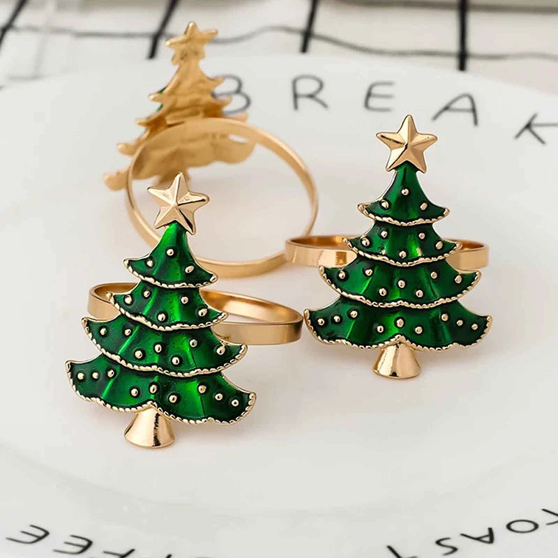 Christmas Napkin Rings Set of 6 – Festive Xmas Table Decor Holiday Napkin Rings Zpaxo