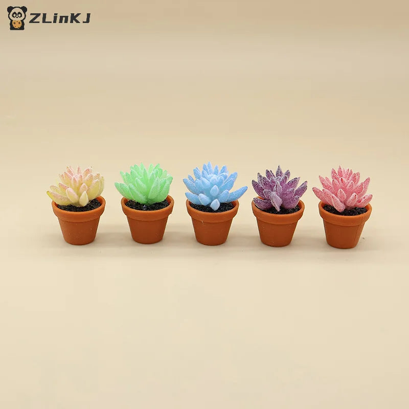 ▶5Pcs Simulation Mini Potted Plants Model Dollhouse Bonsai Decoratio Dollhouse Micro Landscape Garden Desktop Ornament Zpaxo