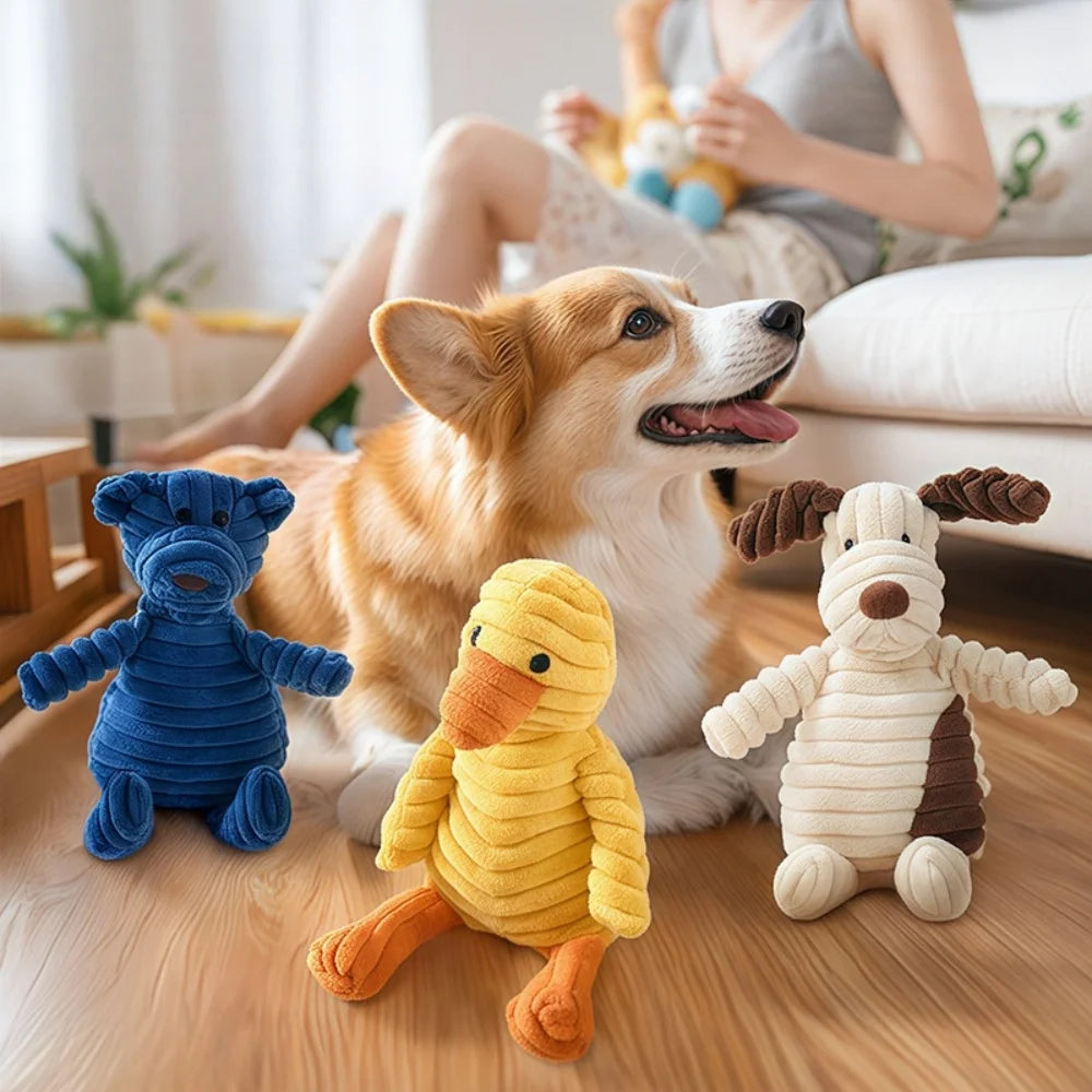 Corduroy Dog Toys Small Large Dogs Animal Shape Plush Pet Puppy