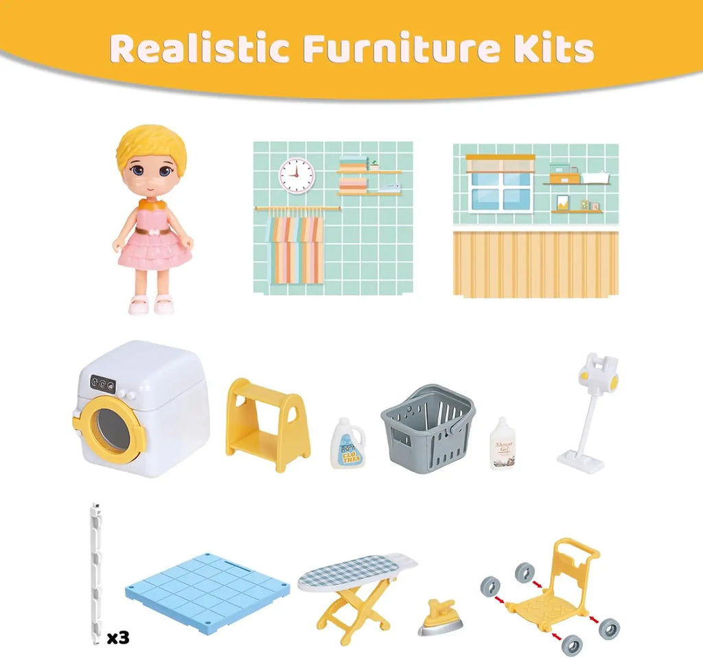DIY Miniature Dollhouse Furniture Simulated Bedroom Kitchen