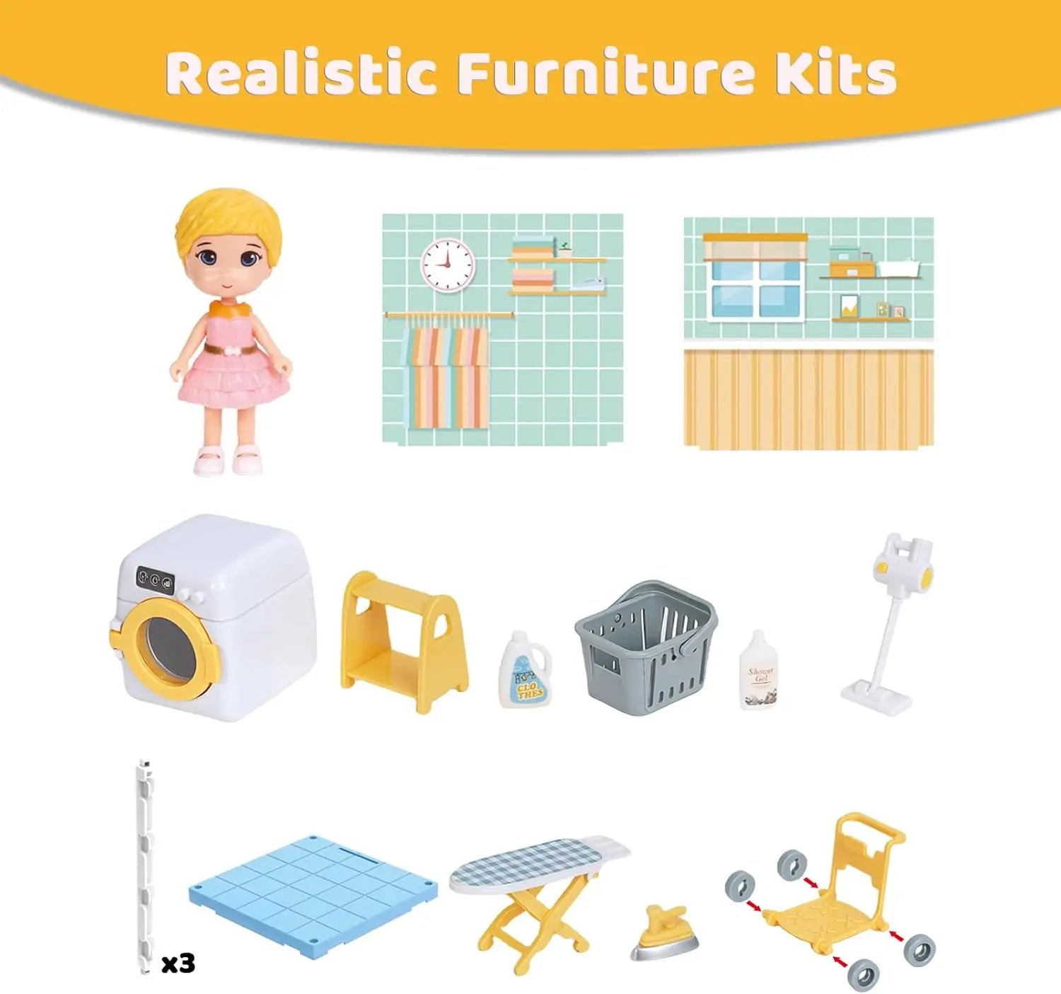 DIY Miniature Dollhouse Furniture Simulated Bedroom Kitchen