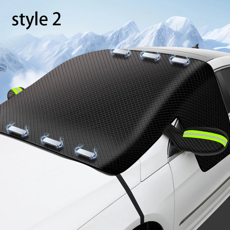 Magnetic Car Snow Cover Car Front Windscreen Cover Exterior Sunshade Snow Protection Snow Shield Half-Cover Windshield Cover Zpaxo color b