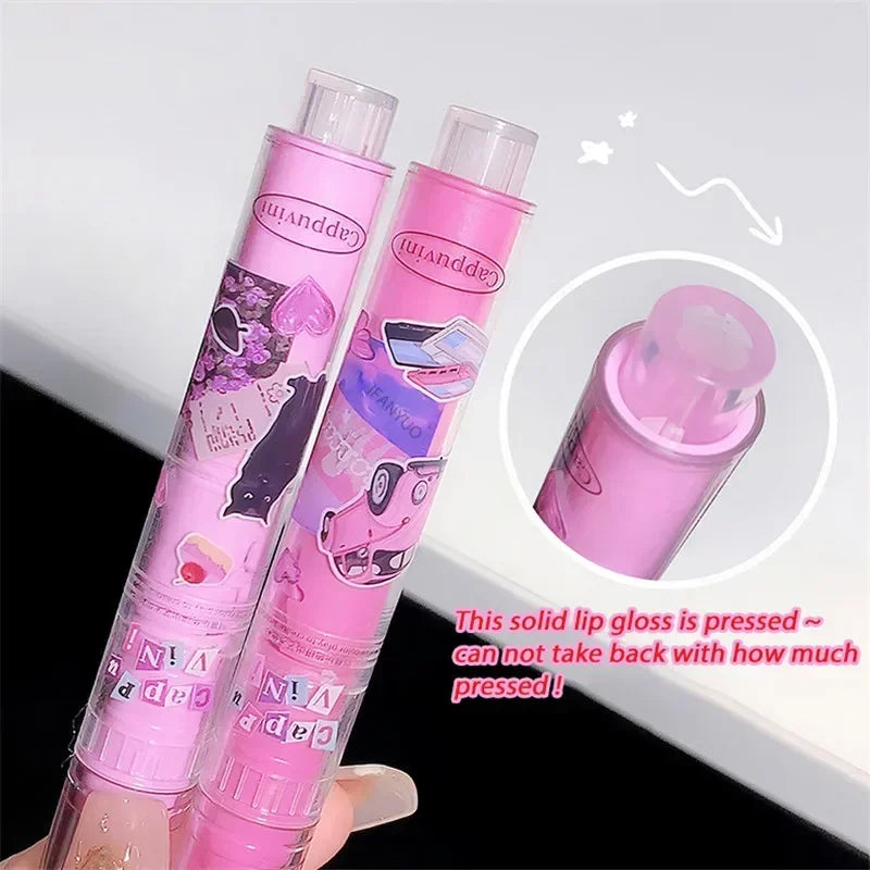 Watery Clear Lip Glaze Flower Love Jelly Mirror Lipstick Waterproof Zpaxo