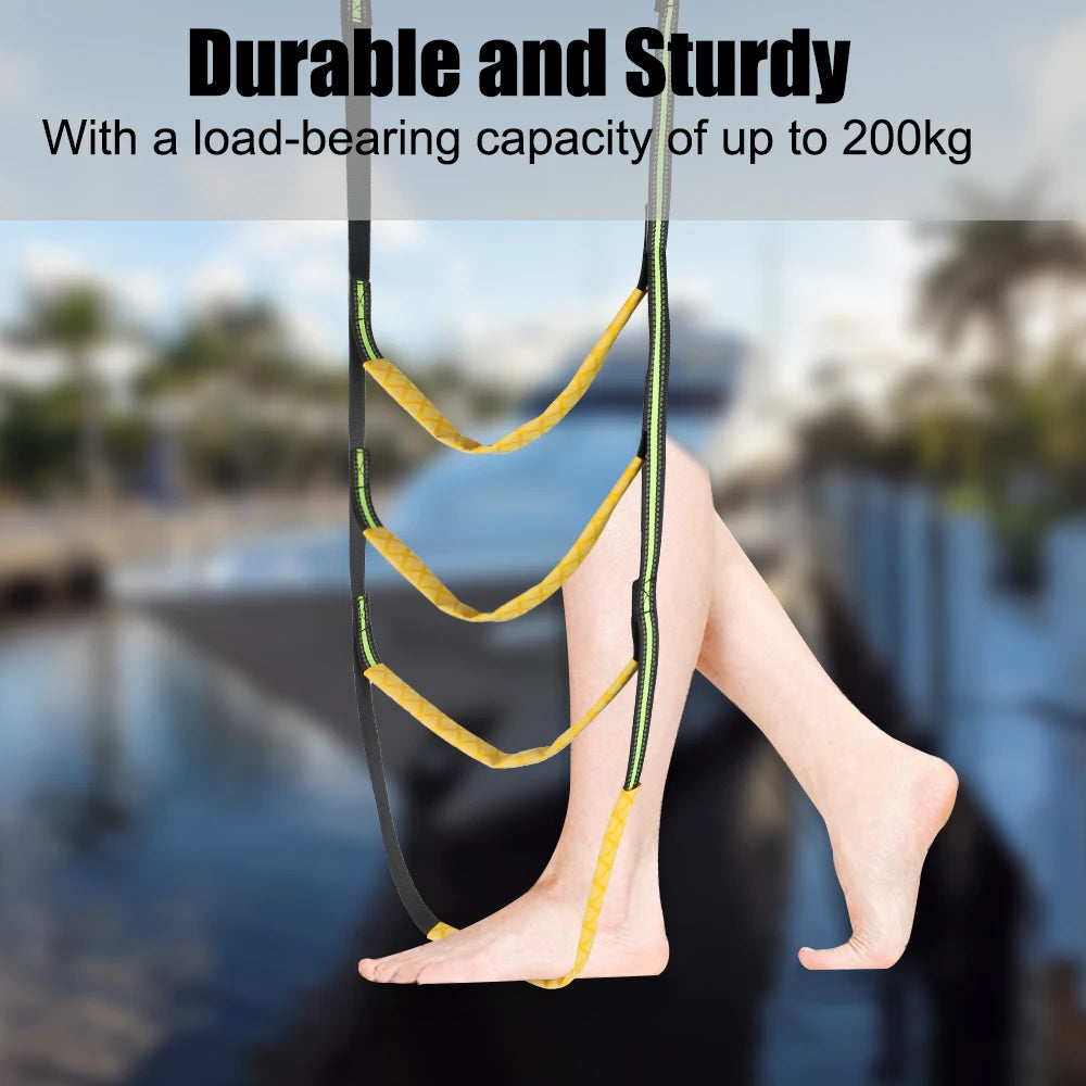 Launching Ladder Boat Folding Ladder Portable Yacht Boat Side Hanging Ladder 3/4/5 Step Boat Rope Ladder Boarding Soft Ladder Zpaxo