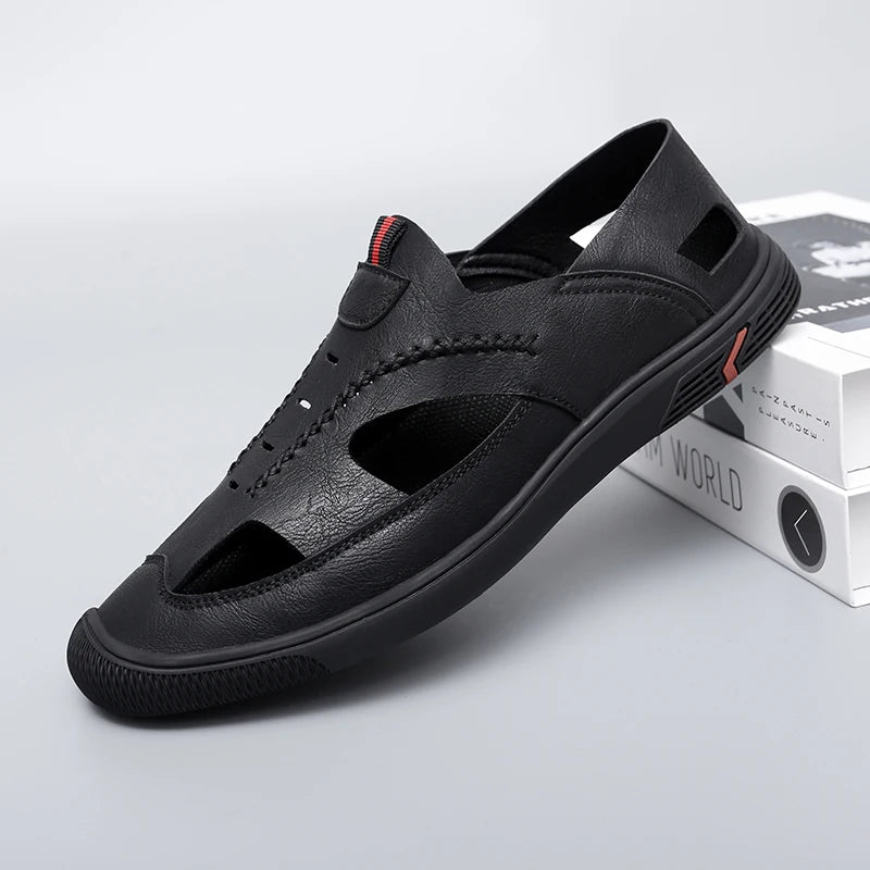 Summer Men Sandals Leather Mens Casual Shoes Outdoor Beach Roman Zpaxo