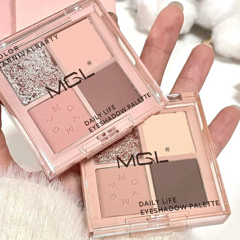 4Color Nature Eyeshadow Palette Earth Brown Eye Makeup Long Lasting Eye Shadow Glitter Matte Eyeshadow Korean Eye Makeup Palette Zpaxo