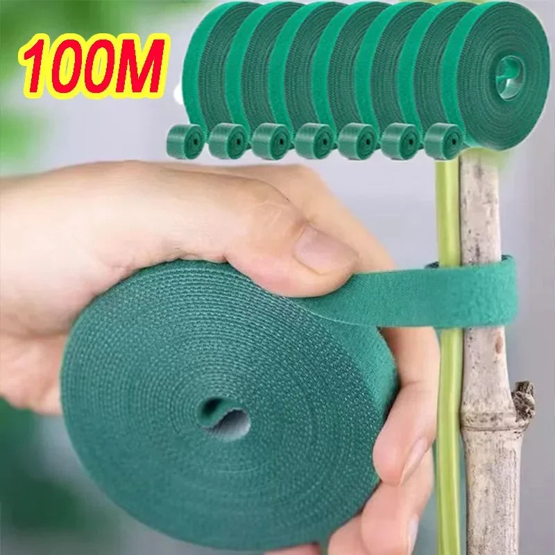 Self Adhesive Plant Nylon Cable Tie Green Adjustable Plants Hook Loop Support Garden Twine Bandage Reusable Fastener Tape Strips Zpaxo