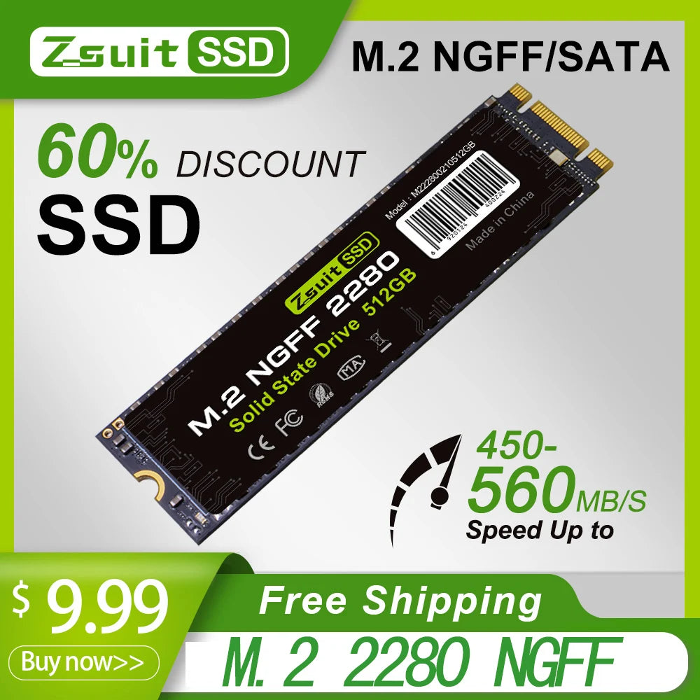 Z-suite Hot SSD M2 NGFF 2280 SATA3 M2 SSD 512GB 1TB Hard Disk SSD Computer Internal Hard Disk For Desktops Laptop SSD Hdd Drives Zpaxo 128 GB