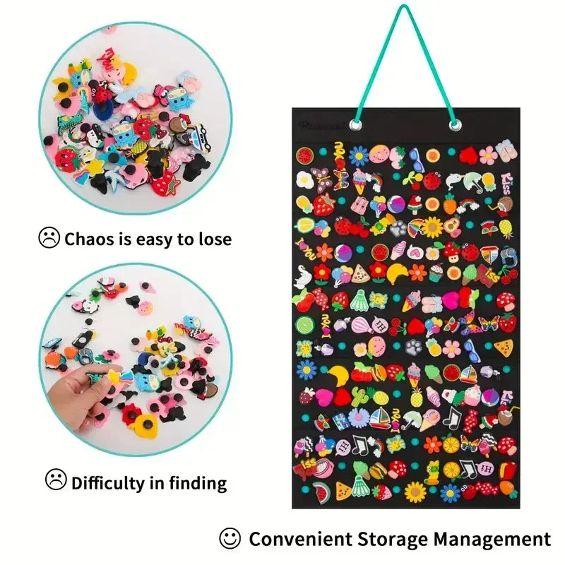Wall-mounted Shoe Charms Organizer With 180 Holes Hanging Shoe Charm Holder Shoe Decoration Clog Charms Display Badge Storage Zpaxo