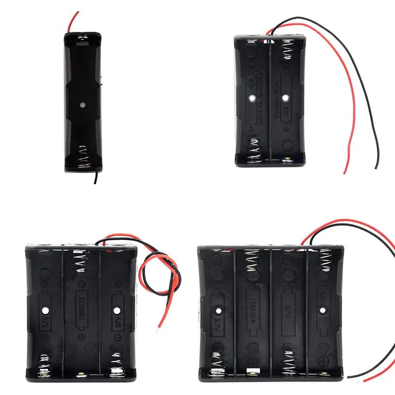 18650 Battery Holder 1–4 Slot Storage Case with Wire Leads | DIY
