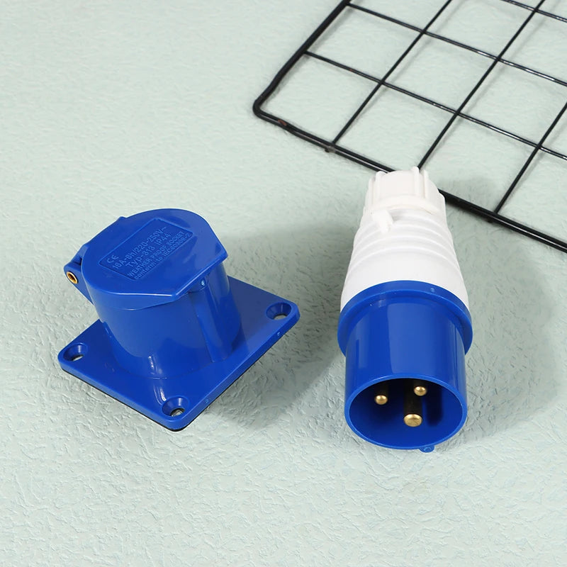 220V 16A 3 Pin Industrial Waterproof Plugs/Socket Male/Female Connector IP44 2P For Caravan Motorhome Trailer Truck Yacht Zpaxo