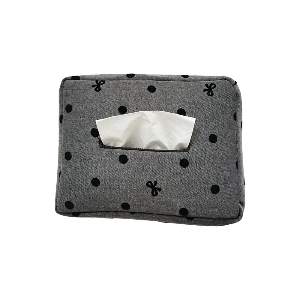 Paper Holder Cute Car Tissue Box Bow Hanging Portable Polka Dot Zpaxo Grey