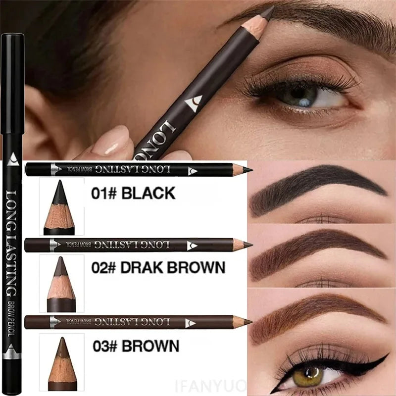 1- Waterproof Black Brown Eyebrow&eyeliner Pencil Long Lasting Sweat