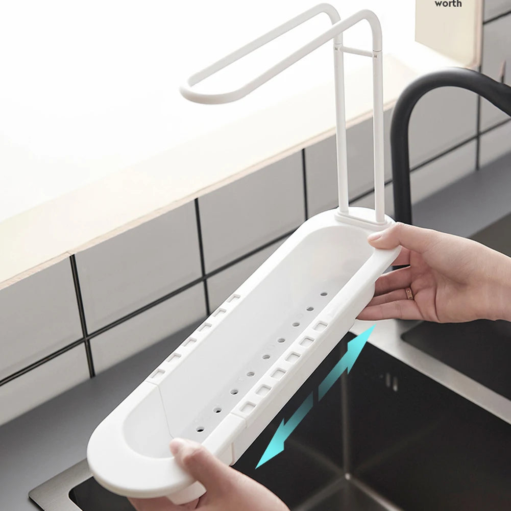 Telescopic Soap Sponge Drain Rack Adjustable Drainer Sink Tray