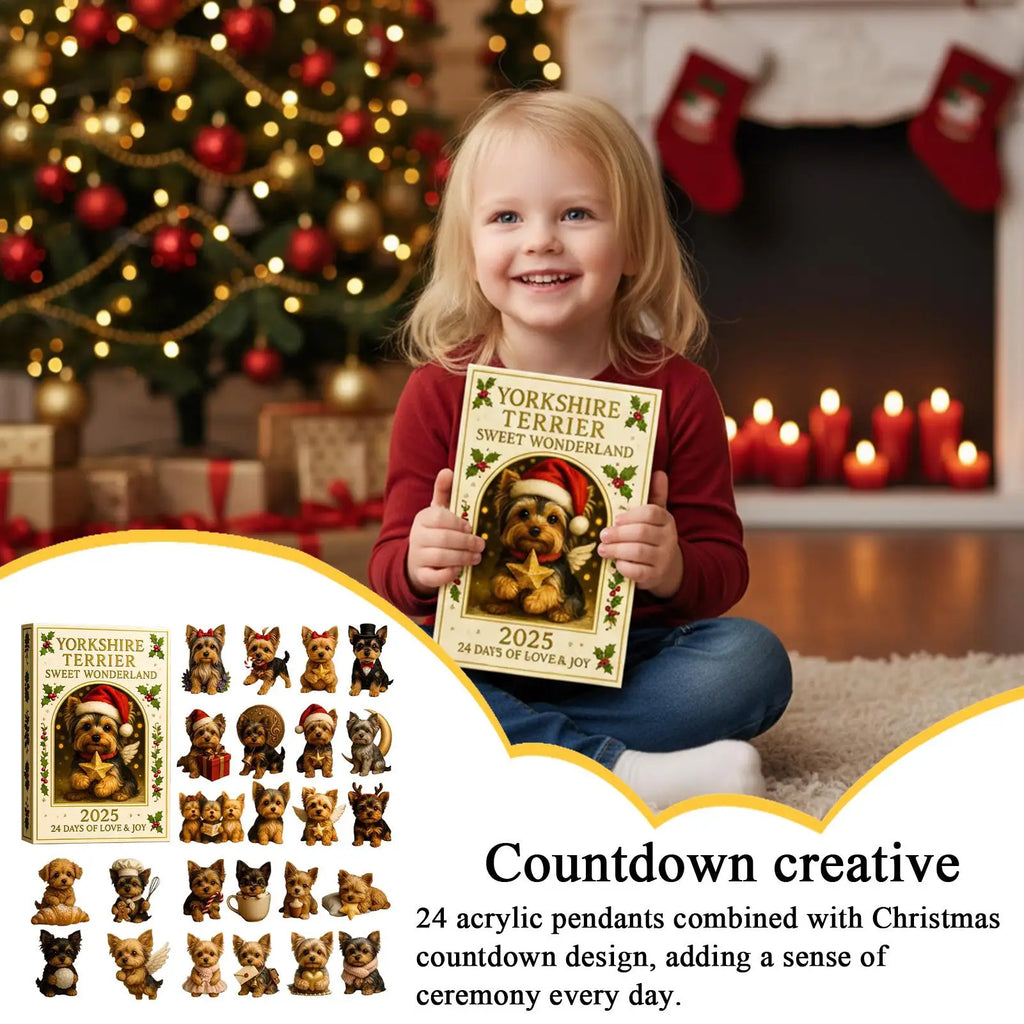 Yorkshire Terrier 24 Days Advent Calendar 2D Acrylic Ornaments Dog