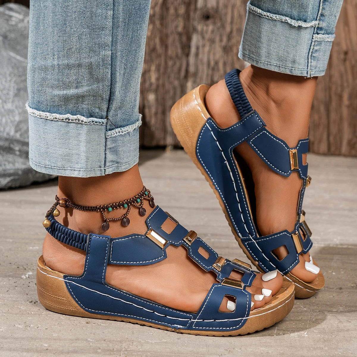 2026 Women Sandals Roman Designer Beach Shoes Summer Wedge
