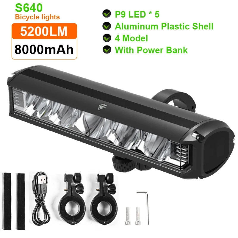 Bicycle Light Front Light Bike Flashlight Charging Waterproof MTB Road Cycling NEWSafety Strong Lamp Scooter Bicycle Accessories Zpaxo S640