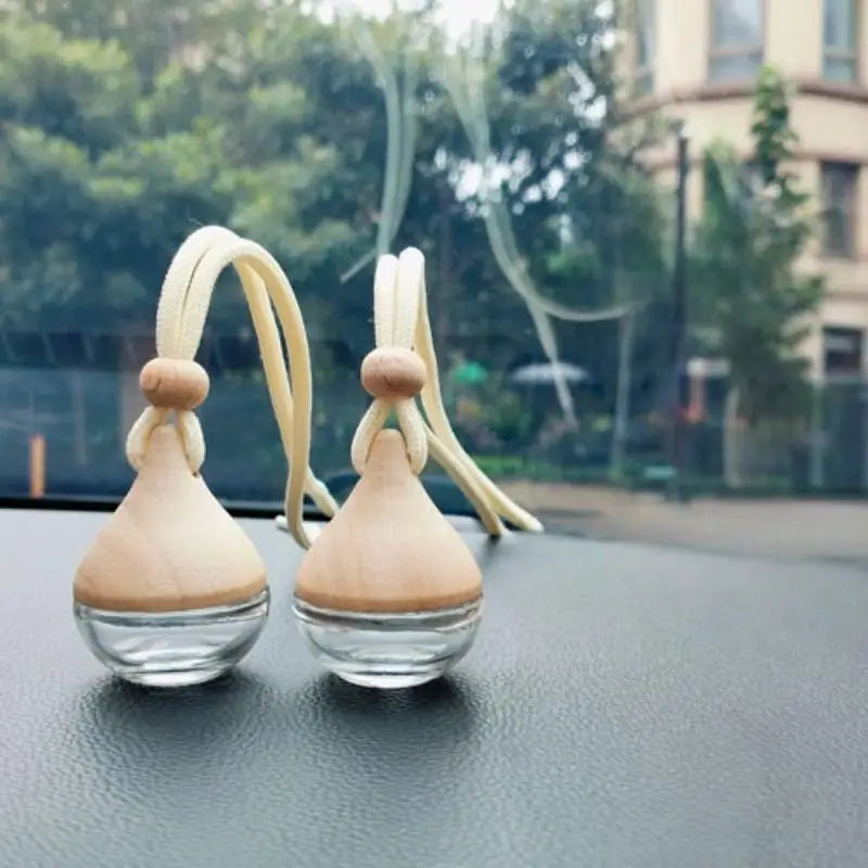 2-Pack Glass Essential Oil Vials – Car Hanging Diffuser Bottles