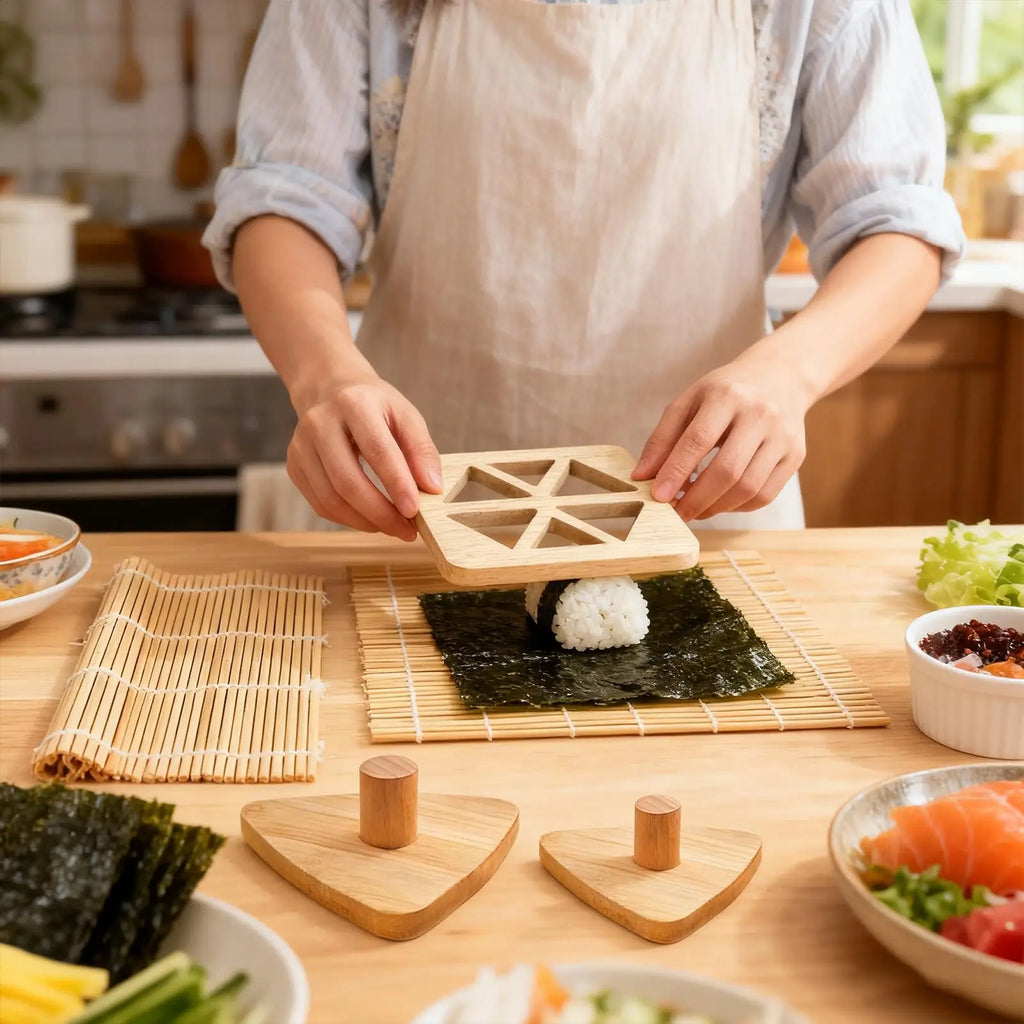 Riceball Mold Classic Wooden Non Stick Sushi Press Triangular Rice Ball Sushi Mold for Home Picnic Lunch DIY Meal Prep Zpaxo