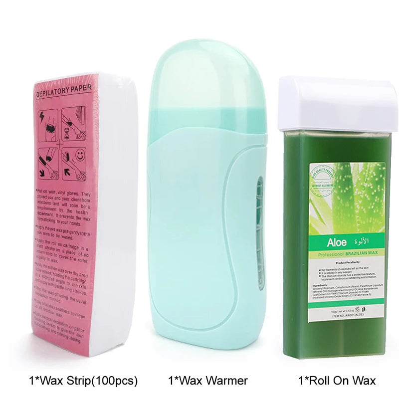 Roll-On Electric Waxing Kit – Hair Removal for All Skin Types Roll-On Waxing Kit Zpaxo 072-G-Aloe EU Plug