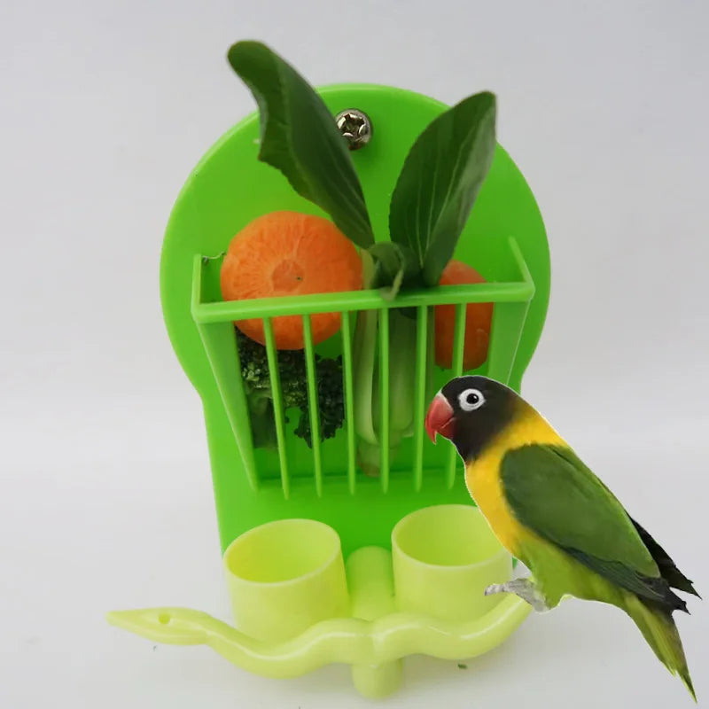 Bird Mirror Toy Plastic Perch Stand Parrot Metal Fruit Vegetable