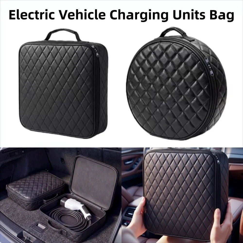 Waterproof Electric Vehicle Charging Units Bag Shockproof Flame-retardant Car Charger Plugs Storage Carry Bag Round/Square Zpaxo
