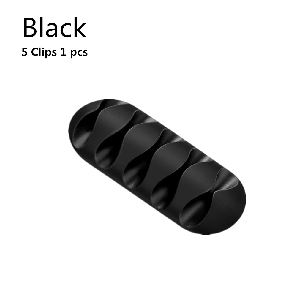 Silicone USB Cable Clip Winder Organizer Round Charger Cord Desk Tidy Zpaxo 5 clips - 1pcs