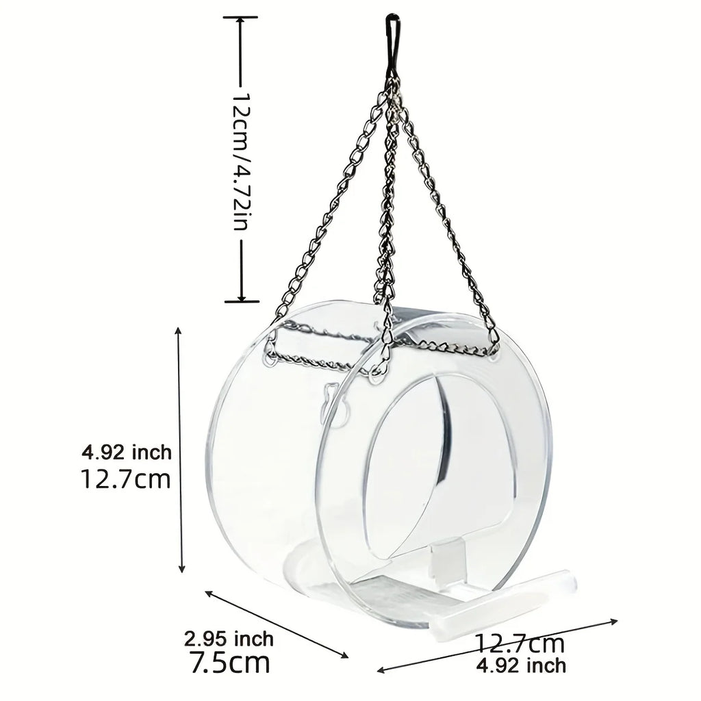 Round Acrylic Bird Feeder Courtyard Hanging Suction Cup PMMA