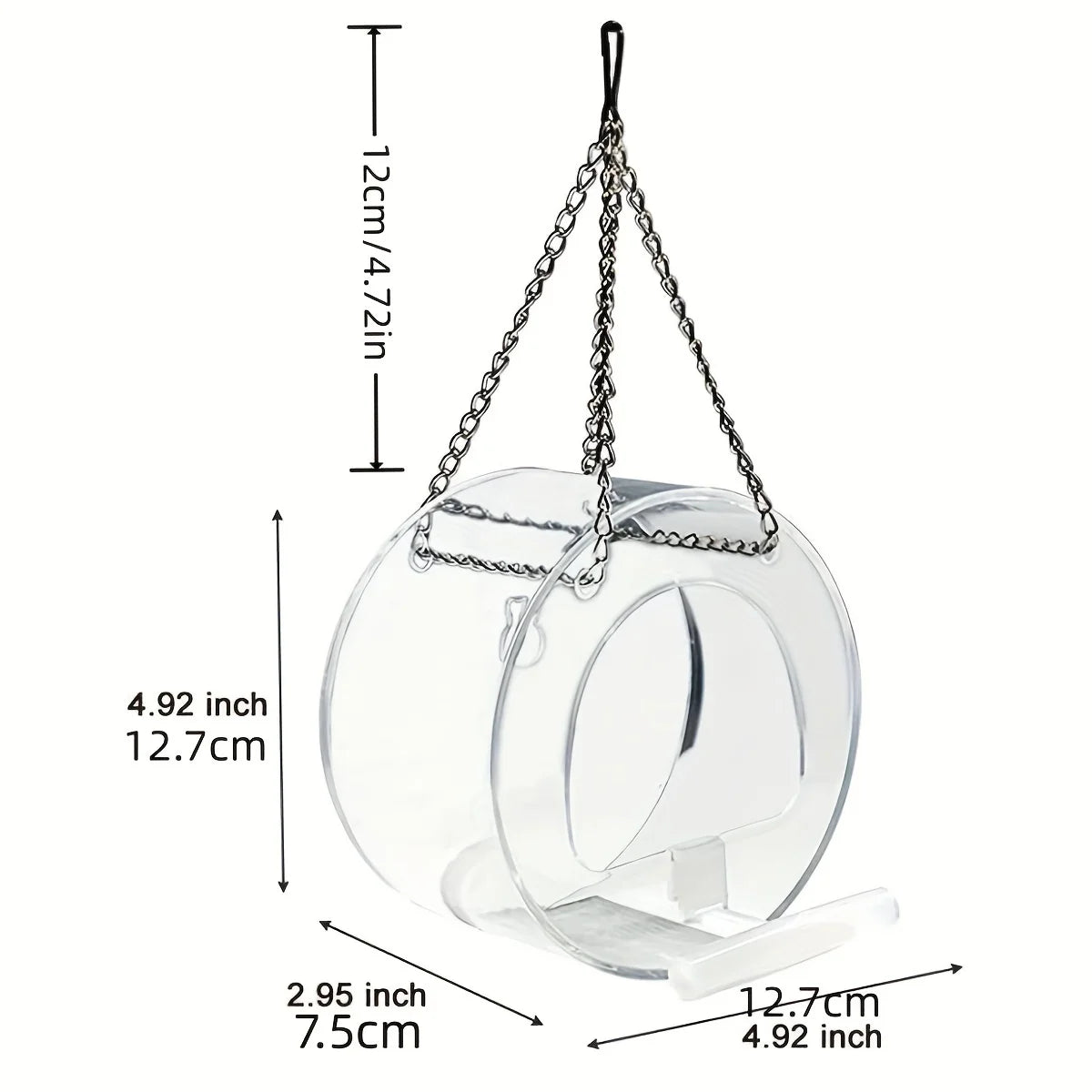 Round Acrylic Bird Feeder Courtyard Hanging Suction Cup PMMA