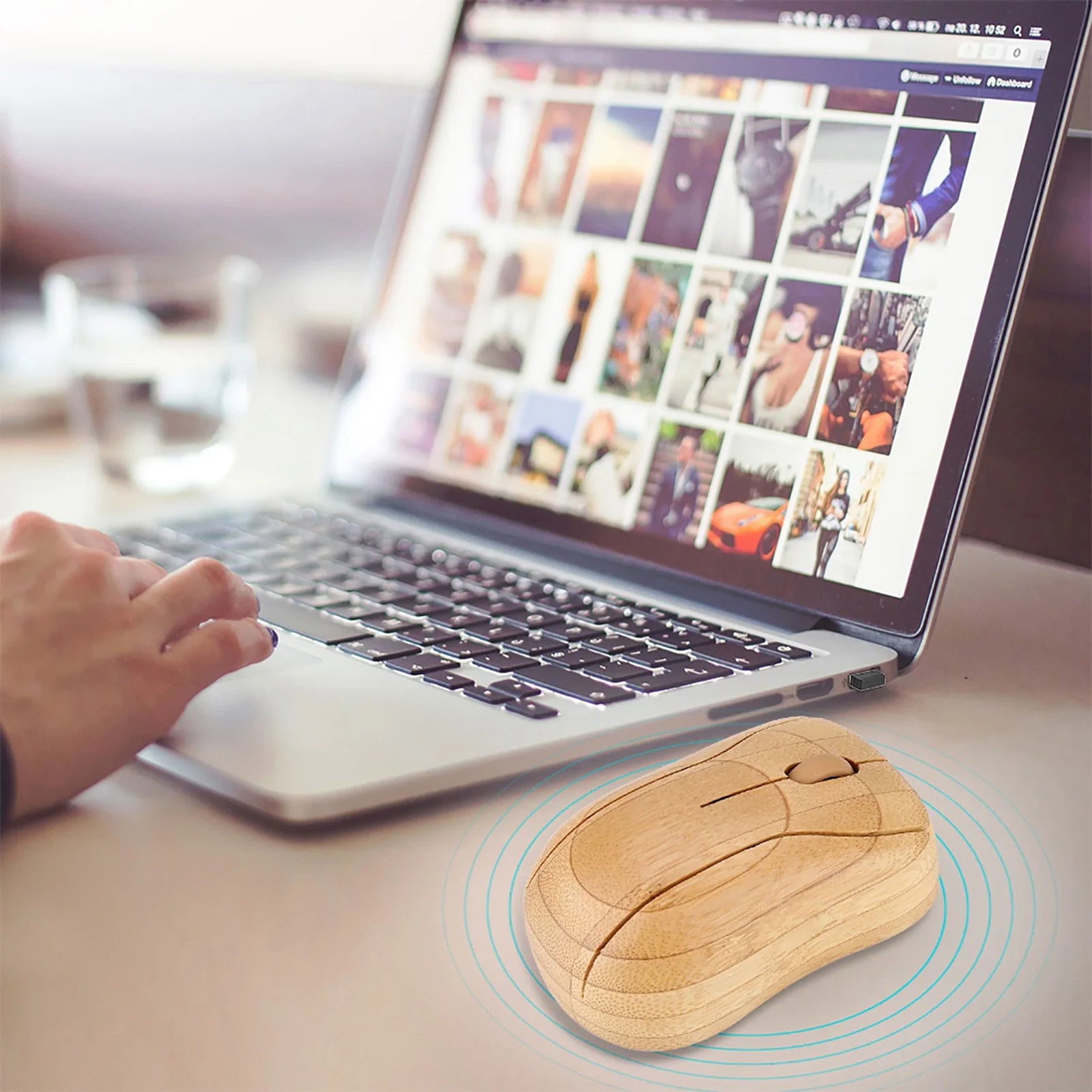 2 4GHz Bamboo Wireless Optical Mouse Laptop Computer Wooden Wood