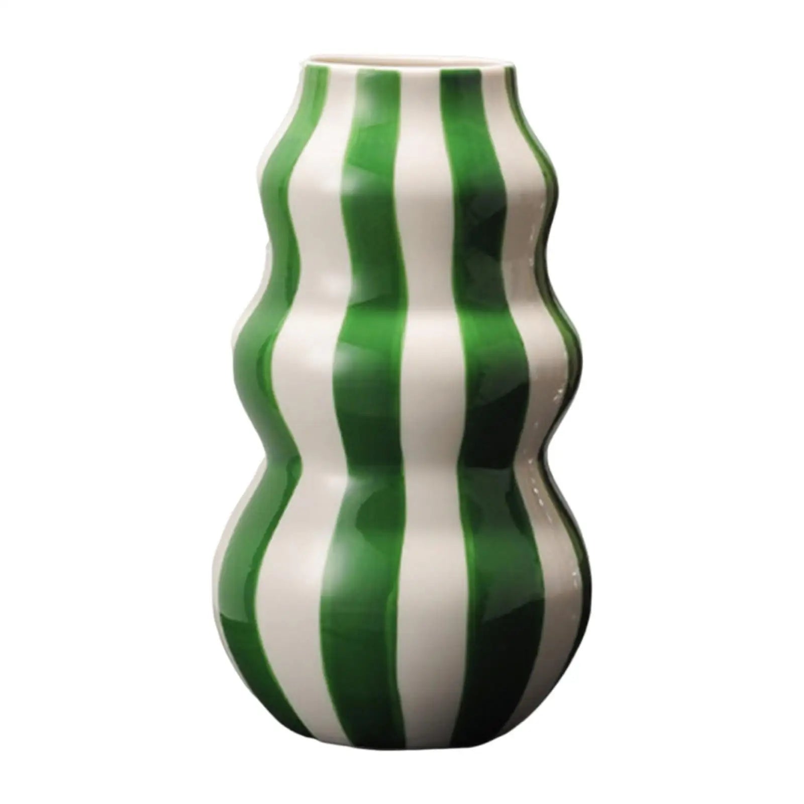 Painted Striped Ceramic Vase | Modern Flower Vase Home Décor Decorative Ceramic Vase Zpaxo Green