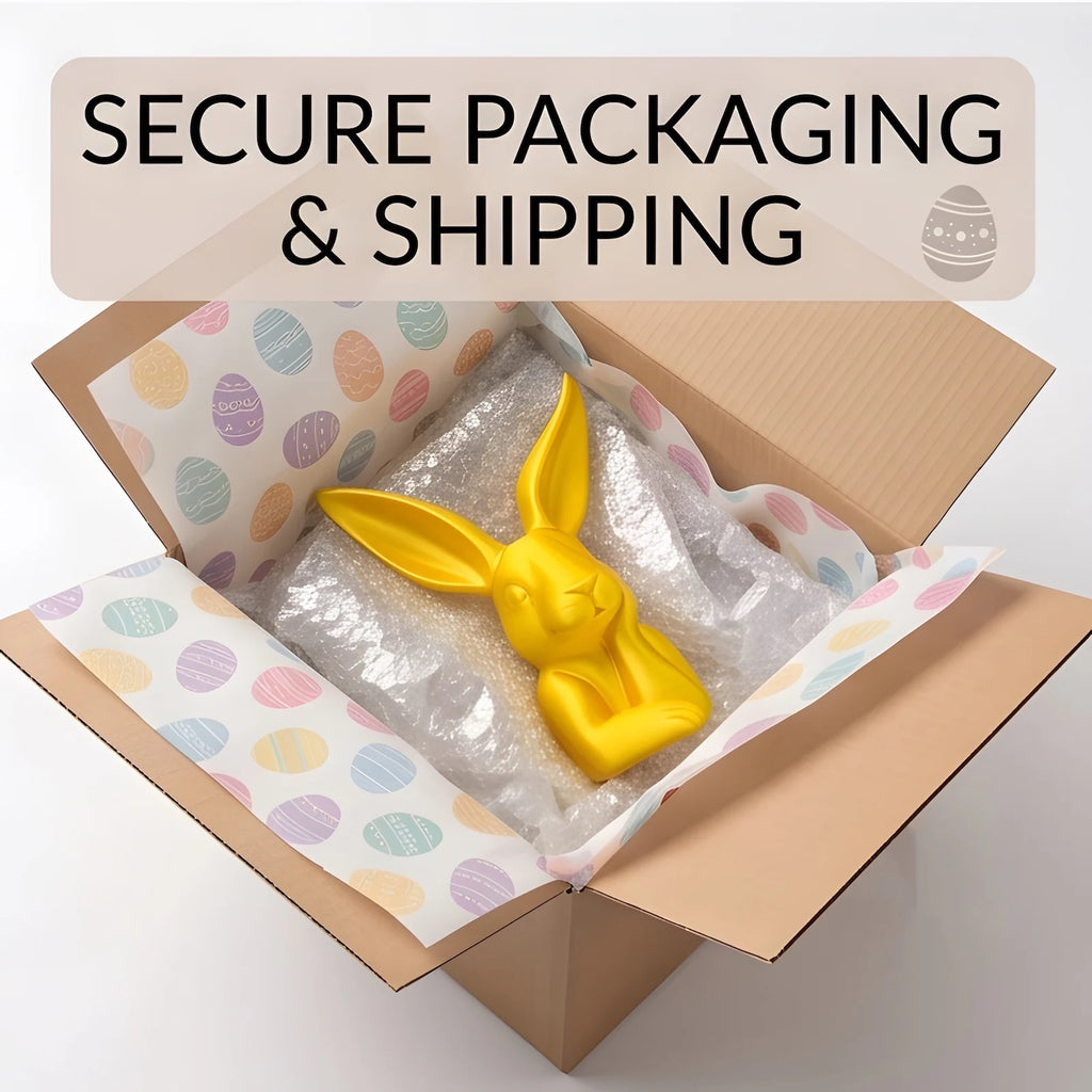 Creative 3D Printed Golden Thinking Rabbit Figurine Modern Desktop