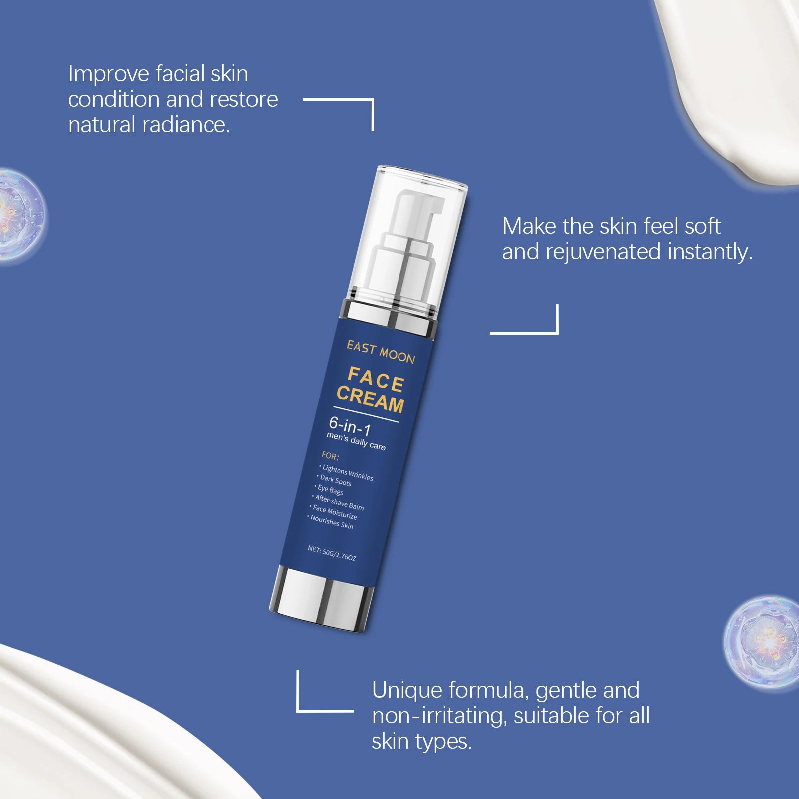 Men's Hydrating Face Moisturizer Deep Nourishing Cream Collagen Aloe Zpaxo