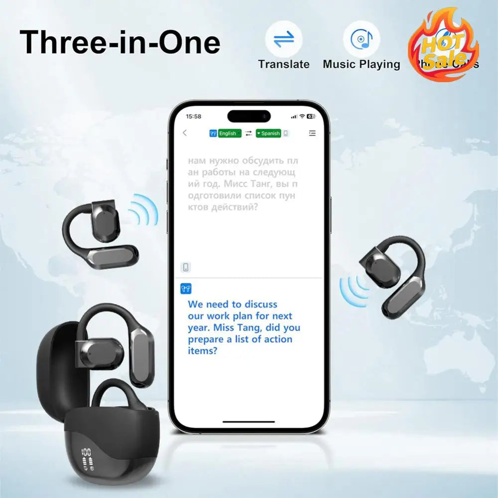 144 Languages Translator Earbuds Bluetooth-Compatible 5.4 AI Real Time Translation Earbuds Translator Device for Travel Business Zpaxo