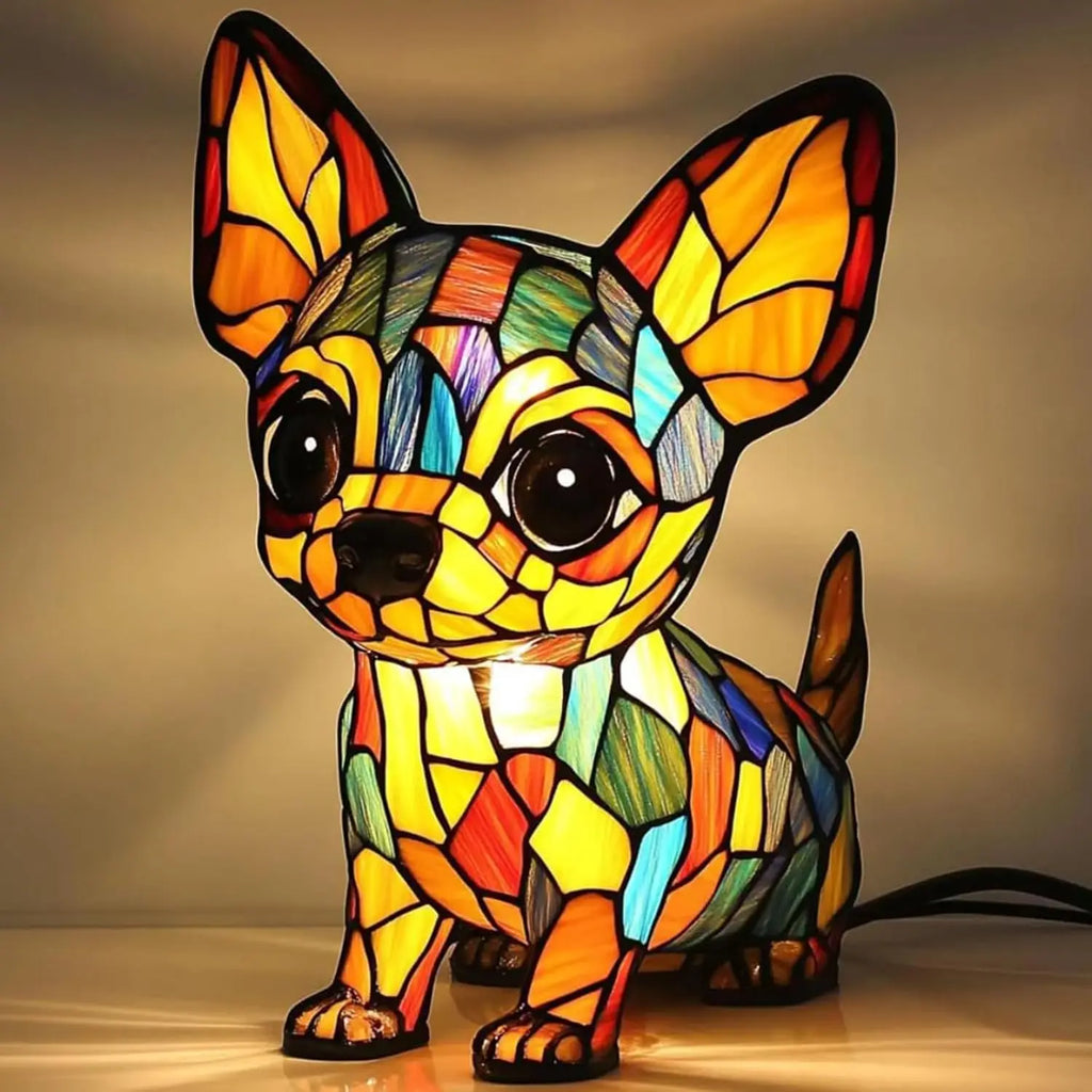 Cute Animal Night Light Table Lamp – Cat & Dog Resin Desk Light